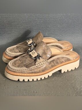 Donald J. Pliner Kiltie Fringe Moc Toe Loafer Mule Shoes Women’s Size 6.5